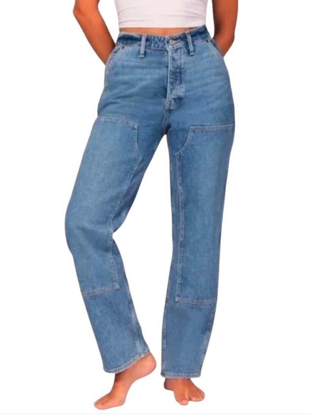 Abercrombie & Fitch Curve Love High Rise Dad Jean Carpenter Utility Cowboy 24 00